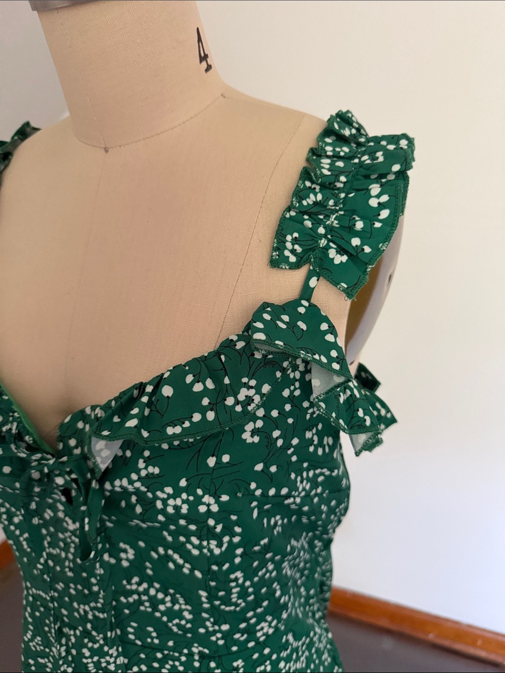 Green Ruffle Strap Sundress - Picture 2 of 7